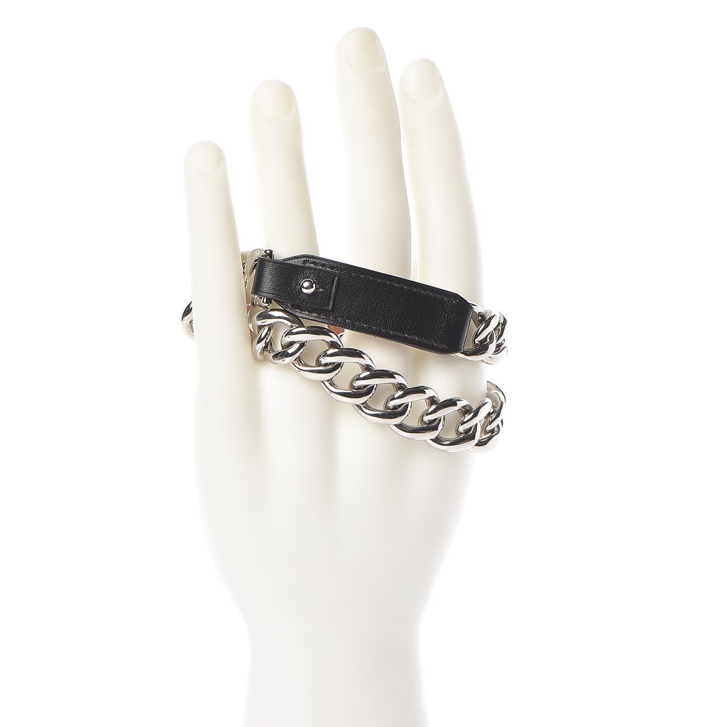 Box Palladium Mens Double Tour Chain L Bracelet Black
