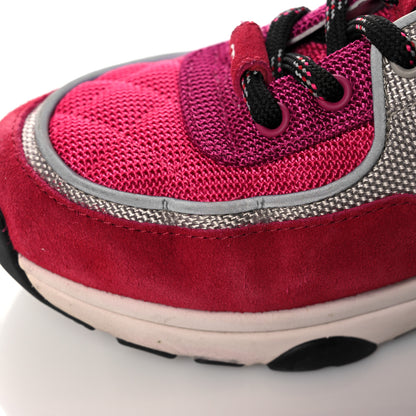 Chanel Mesh Suede Calfskin Grained Calfskin Womens CC Sneakers 37 Dark Pink Silver 11 of 13