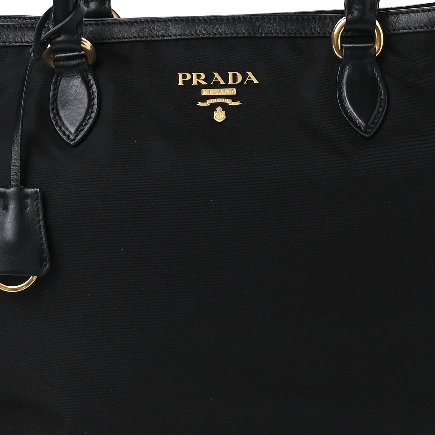 Prada Tessuto Nylon Soft Calf Shopping Tote Black 7 of 8