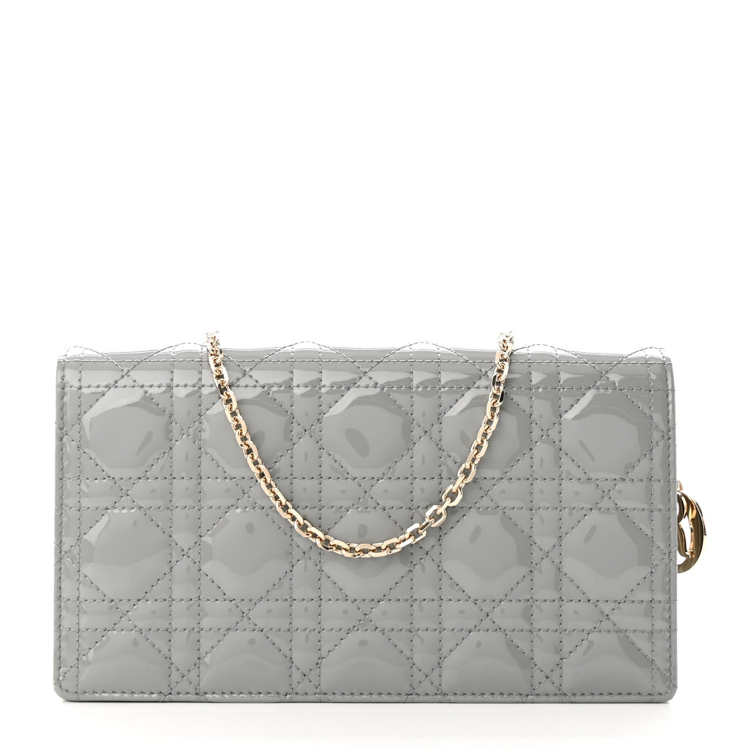 Christian Dior Patent Cannage Lady Dior Convertible Clutch Grey 3 of 11