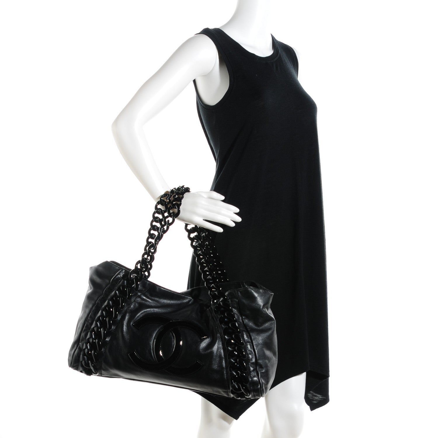 Chanel Calfskin Modern Chain Rhodoid East West Tote Black 2 of 9