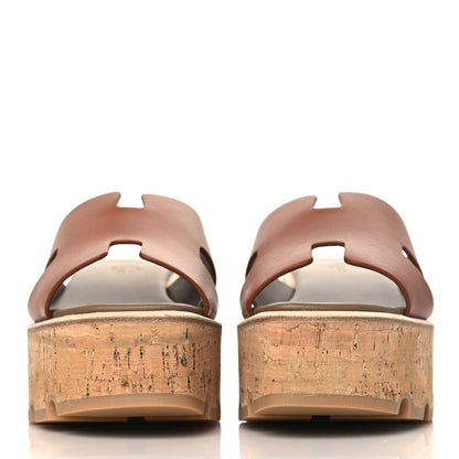 Hermes Calfskin Cork Eze 30 Sandals 36 Marron Glaise 2 of 9