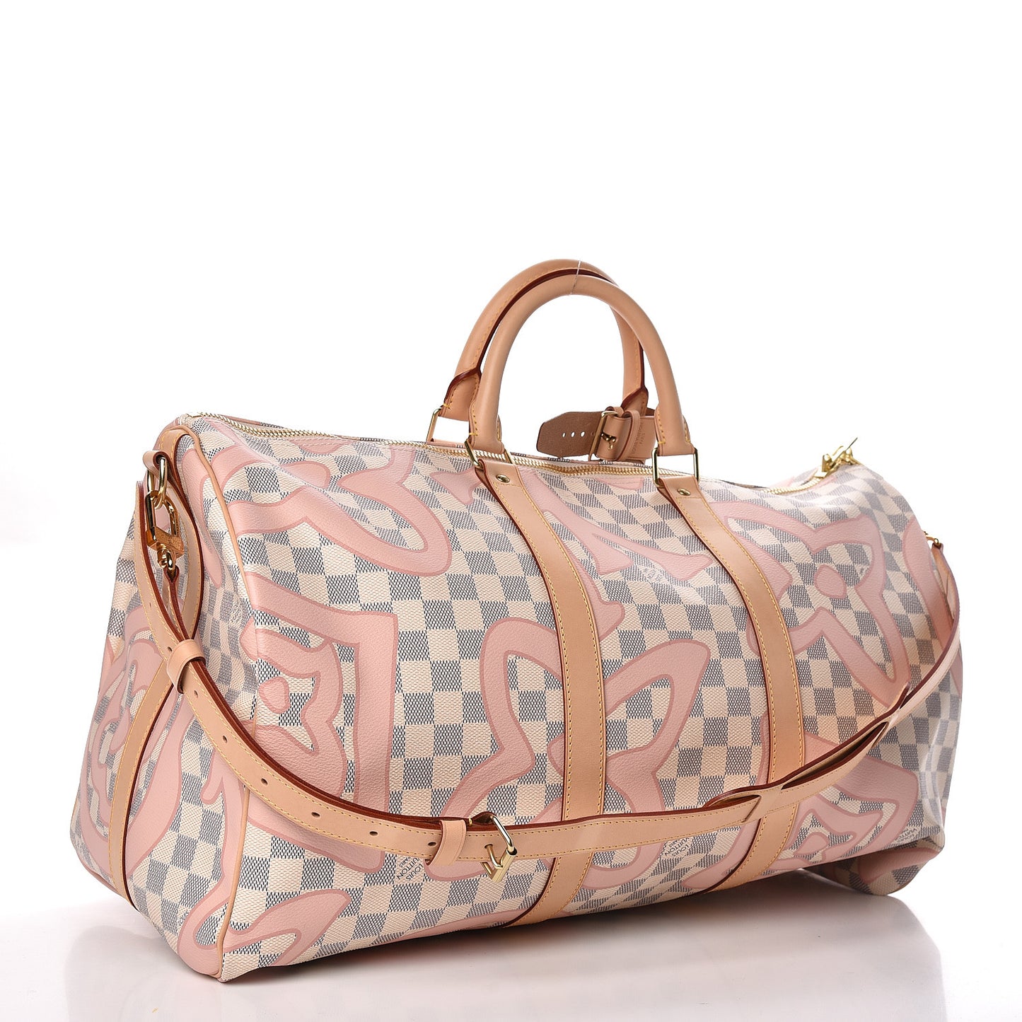 Damier Azur Tahitienne Keepall Bandouliere 50 Rose Ballerine