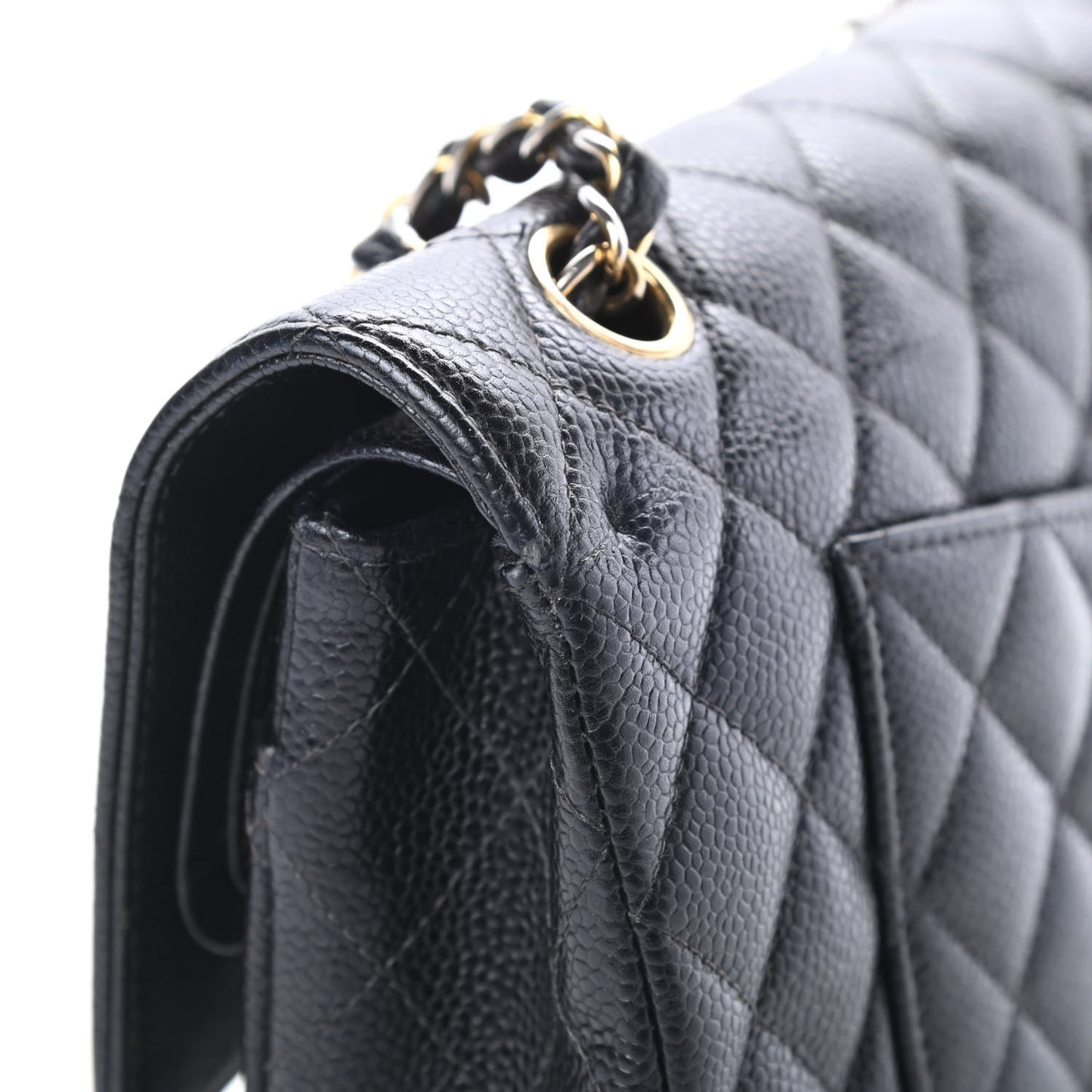 Caviar Quilted Medium Double Flap Black