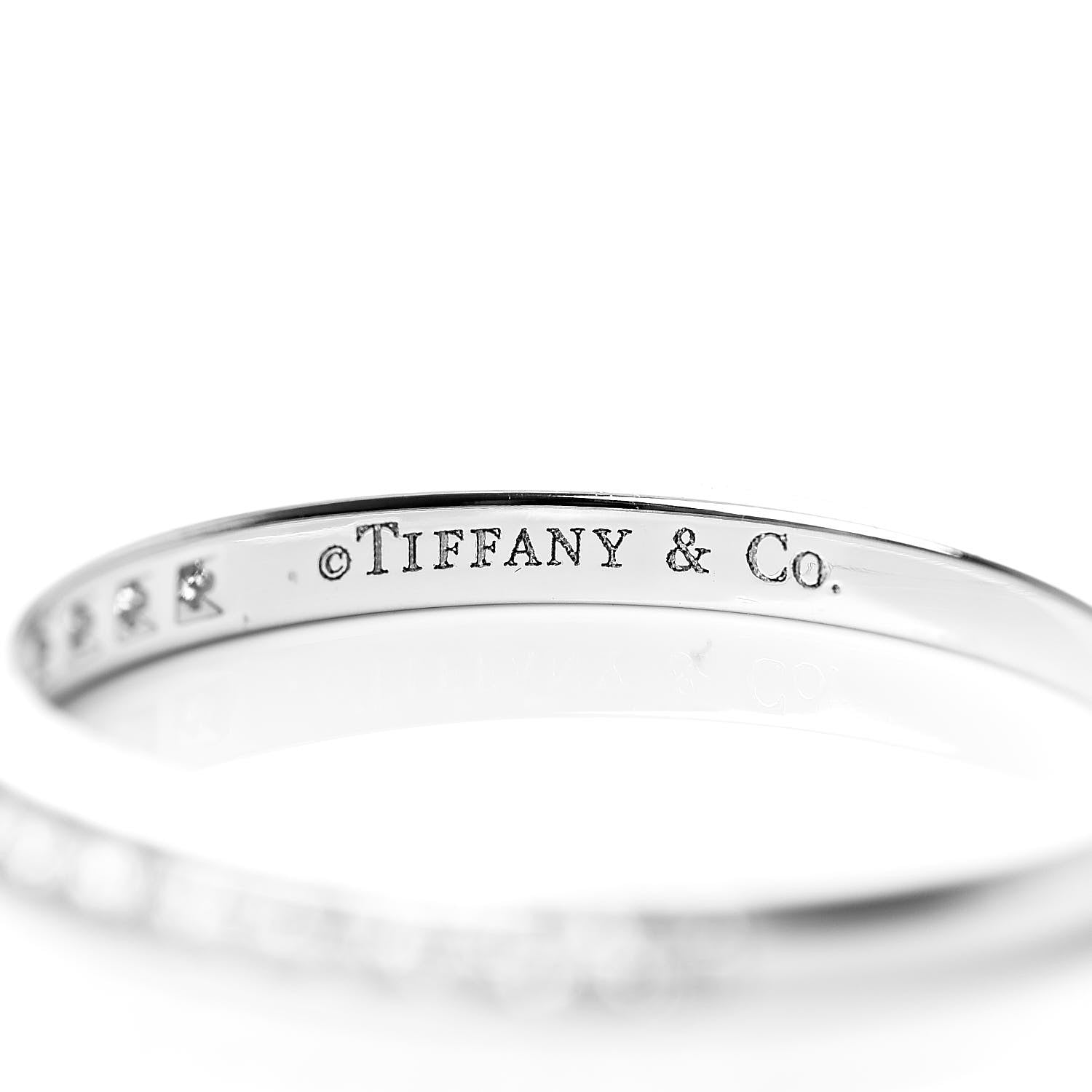 Tiffany Platinum Diamond .25ctw Half Circle Wedding Band Ring 53 6.5 4 of 4
