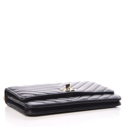 Chanel Lambskin Chevron Quilted Trendy CC Wallet On Chain WOC Black 4 of 13