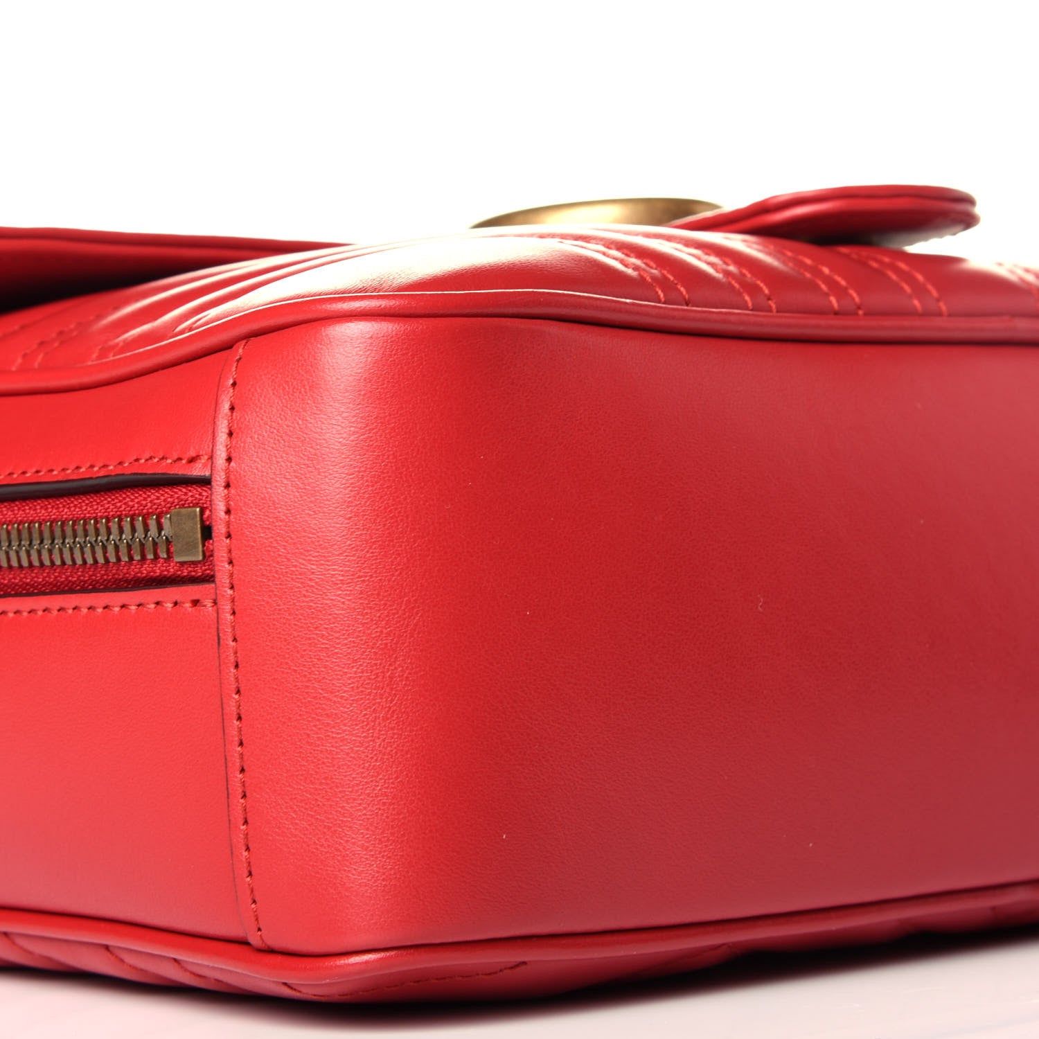 Gucci Calfskin Matelasse Sylvie Web Small GG Marmont Top Handle Shoulder Bag Hibiscus Red 8 of 9