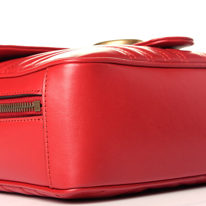 Gucci Calfskin Matelasse Sylvie Web Small GG Marmont Top Handle Shoulder Bag Hibiscus Red 8 of 9
