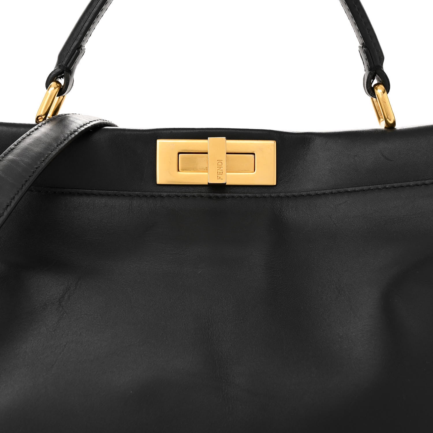 Fendi Vitello Morgan Shiny Nappa Medium Peekaboo Iconic Satchel Black Ciliegia 8 of 18
