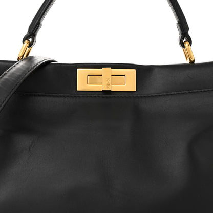 Fendi Vitello Morgan Shiny Nappa Medium Peekaboo Iconic Satchel Black Ciliegia 8 of 18