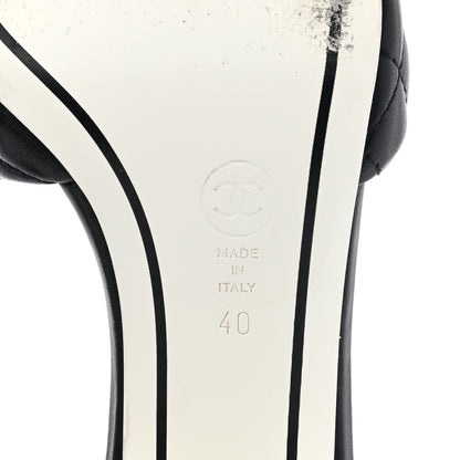 Chanel Lambskin Quilted Textured CC Mules 40 Black 6 of 9