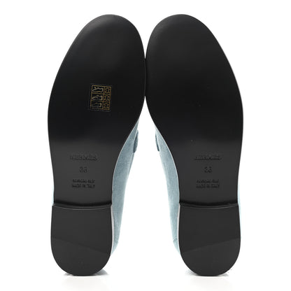 Hermes Suede Goatskin Womens Destin Loafer 36 Vert d'eau 5 of 9