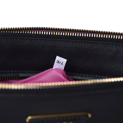 Prada Saffiano Crocodile Small Galleria Double Zip Tote Black 10 of 11