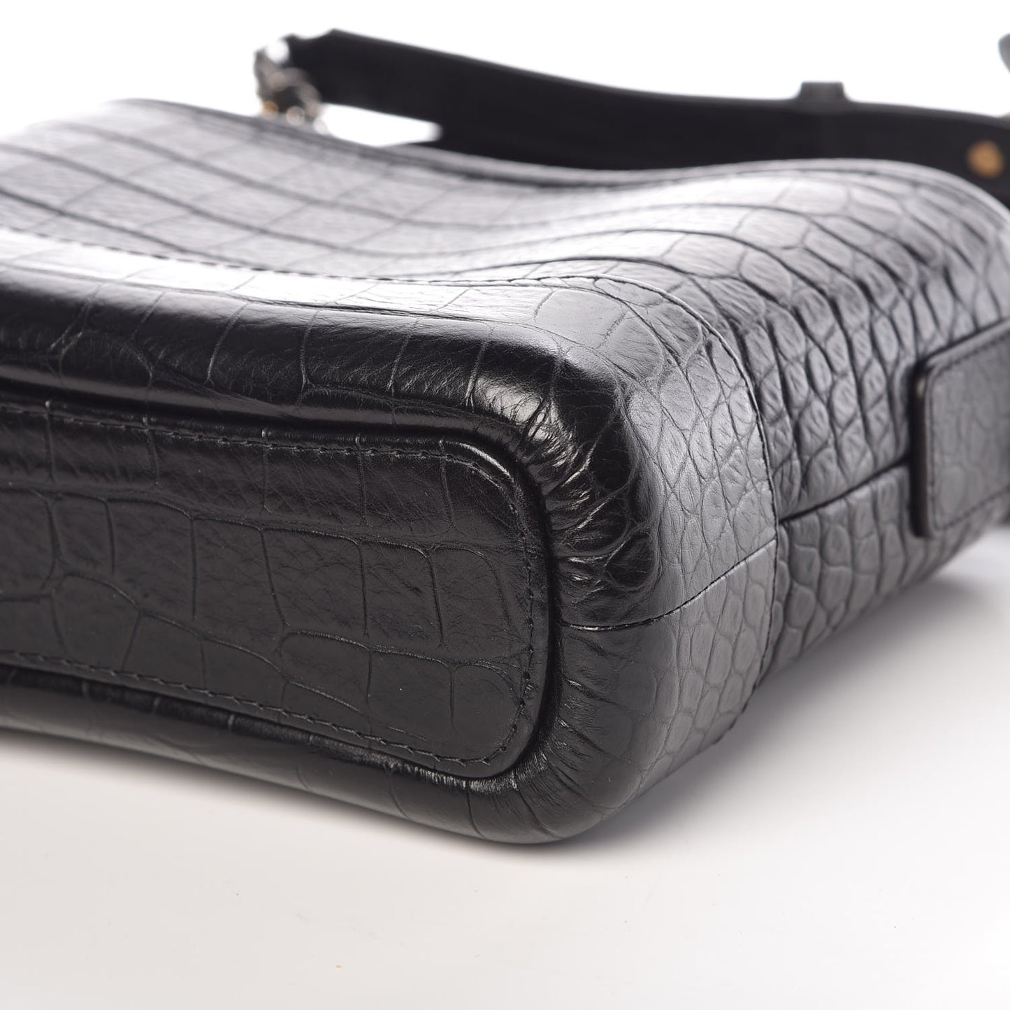 Calfskin Crocodile Embossed Small Gabrielle Cocodile Hobo Black