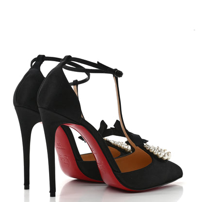 Christian Louboutin Satin Crystal Embellished Goyetta 100 Pumps 39 Black 4 of 9