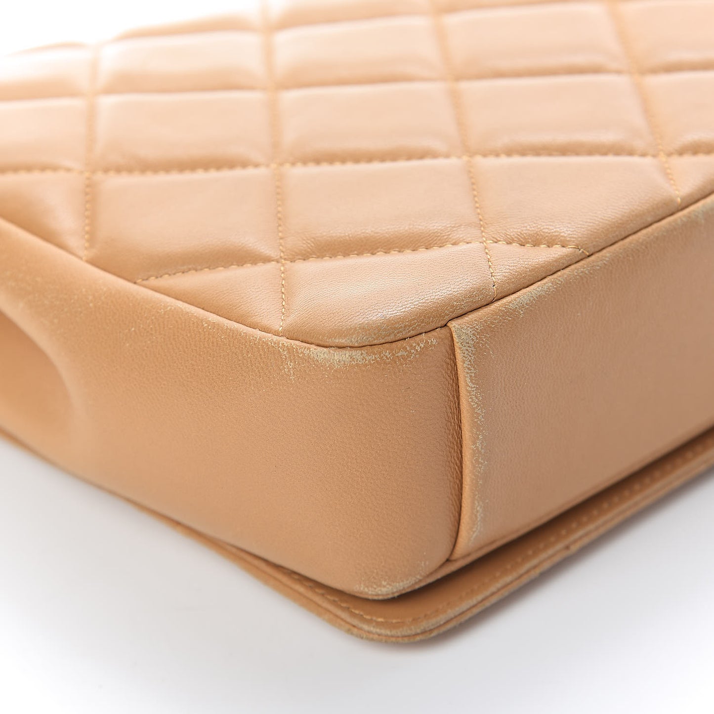 Lambskin Quilted Medium Diamond CC Flap Beige