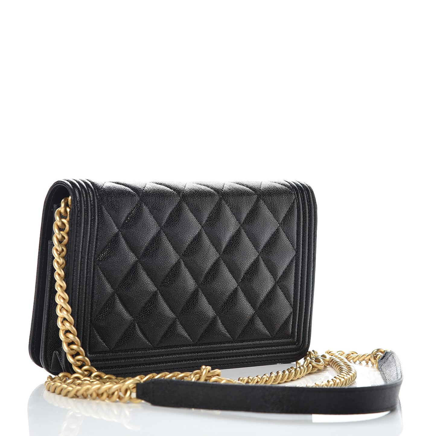Caviar Quilted Boy Wallet On Chain WOC Black