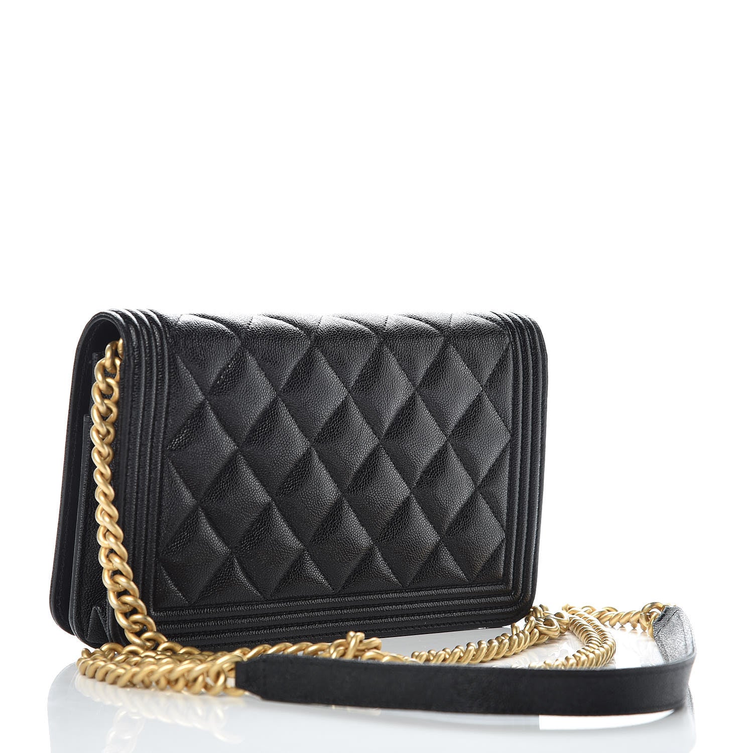 Chanel Caviar Quilted Boy Wallet On Chain WOC Black 3 of 11