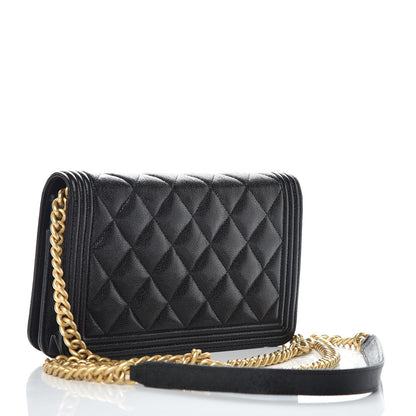 Chanel Caviar Quilted Boy Wallet On Chain WOC Black 3 of 11