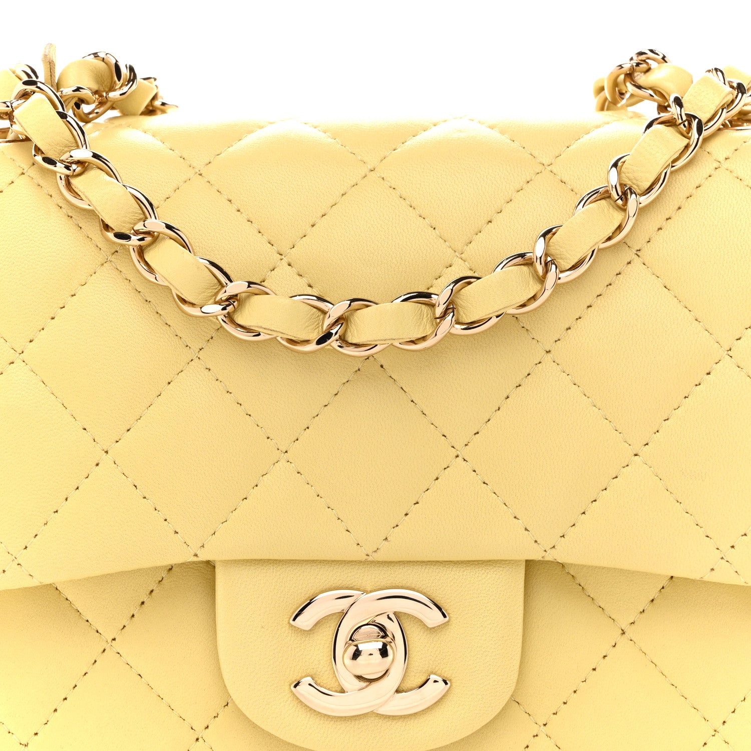 Chanel Lambskin Quilted Mini Square Flap Light Yellow 8 of 11
