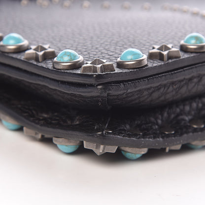 Valentino Garavani Pebbled Calfskin Star Rockstud Rolling Wristlet Clutch Black 8 of 11