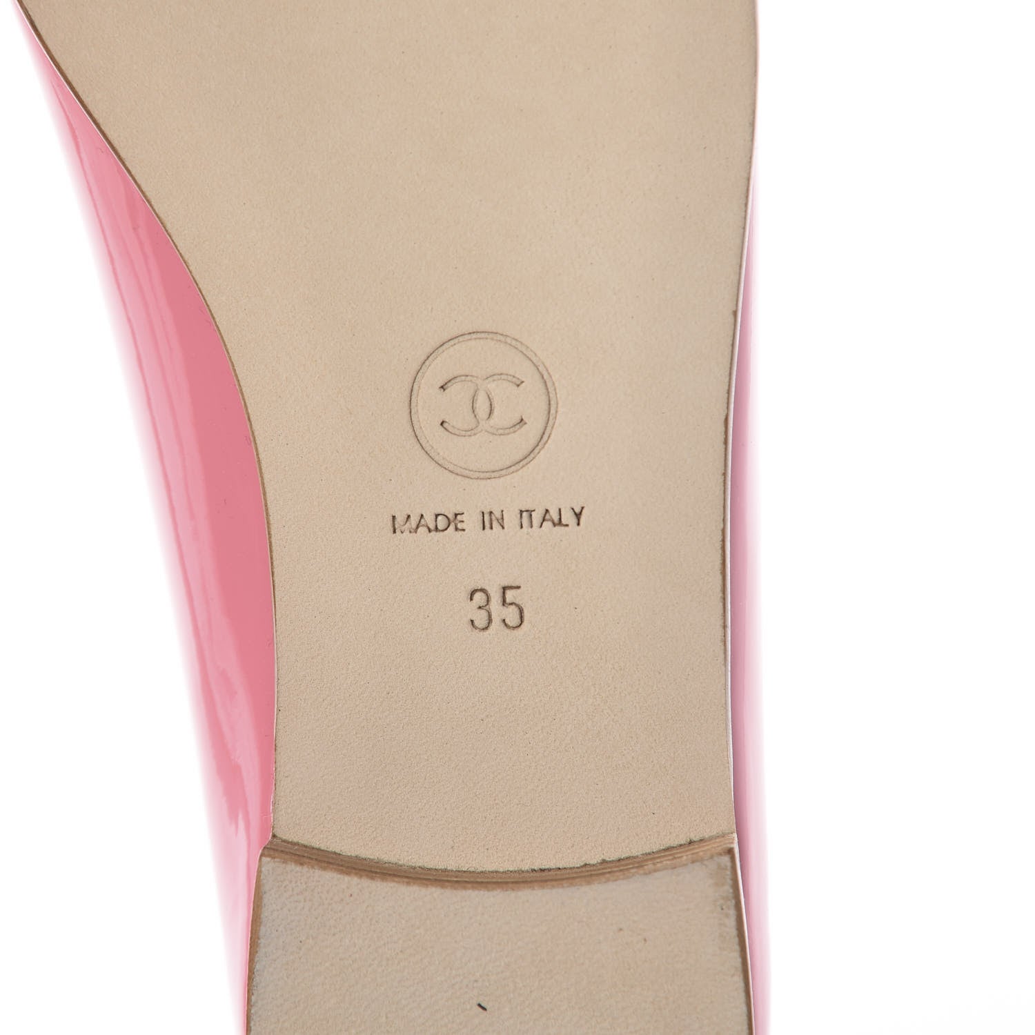 Chanel Patent Calfskin CC Cap Toe Ballerina Flats 35 Pink 7 of 7