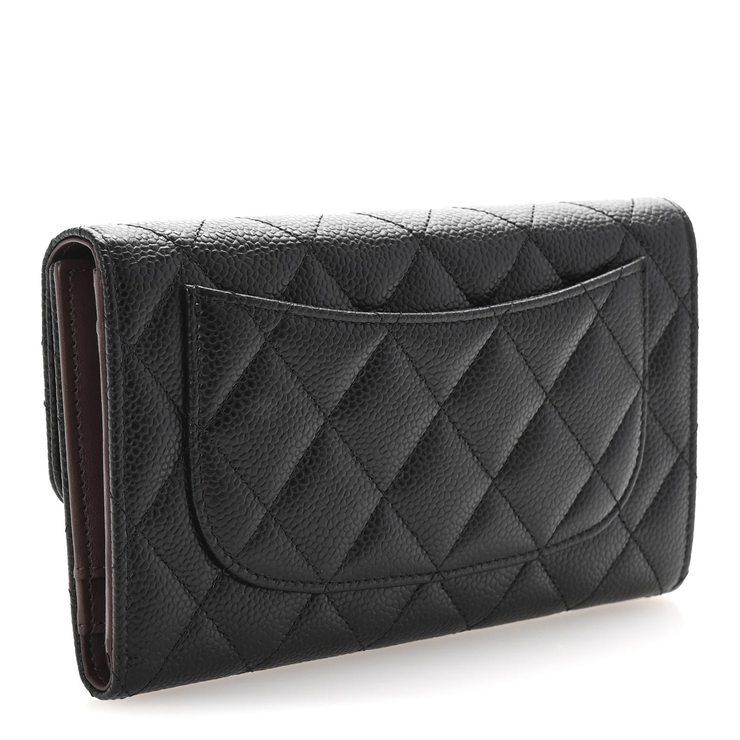 Caviar Quilted Large Flap Wallet Black