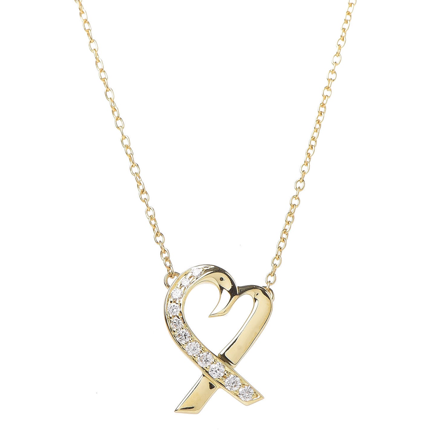 18K Yellow Gold Diamond Small Paloma Picasso Loving Heart Pendant Necklace