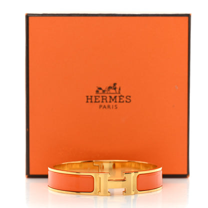Hermes Enamel Narrow Clic Clac H Bracelet PM Orange 5 of 5