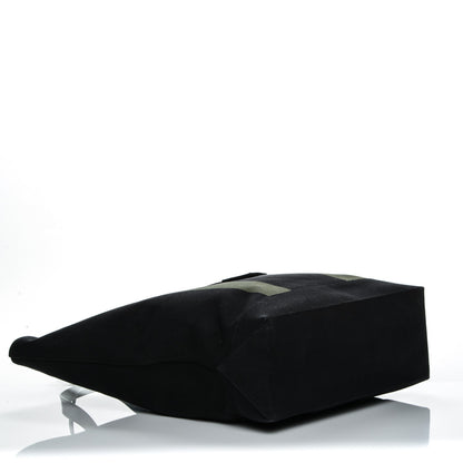 Saint Laurent Canvas Beach Shopping Tote Black Khaki 4 of 6