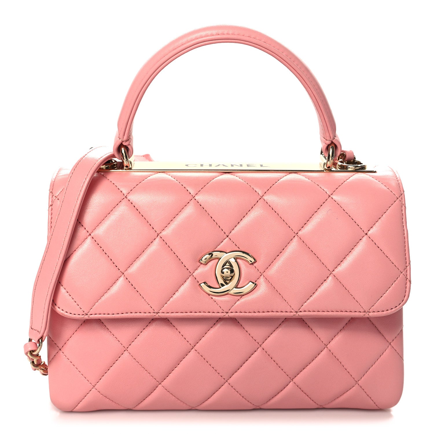 Chanel Lambskin Quilted Small Trendy Chain CC Dual Handle Flap Bag Light Pink 1 of 13