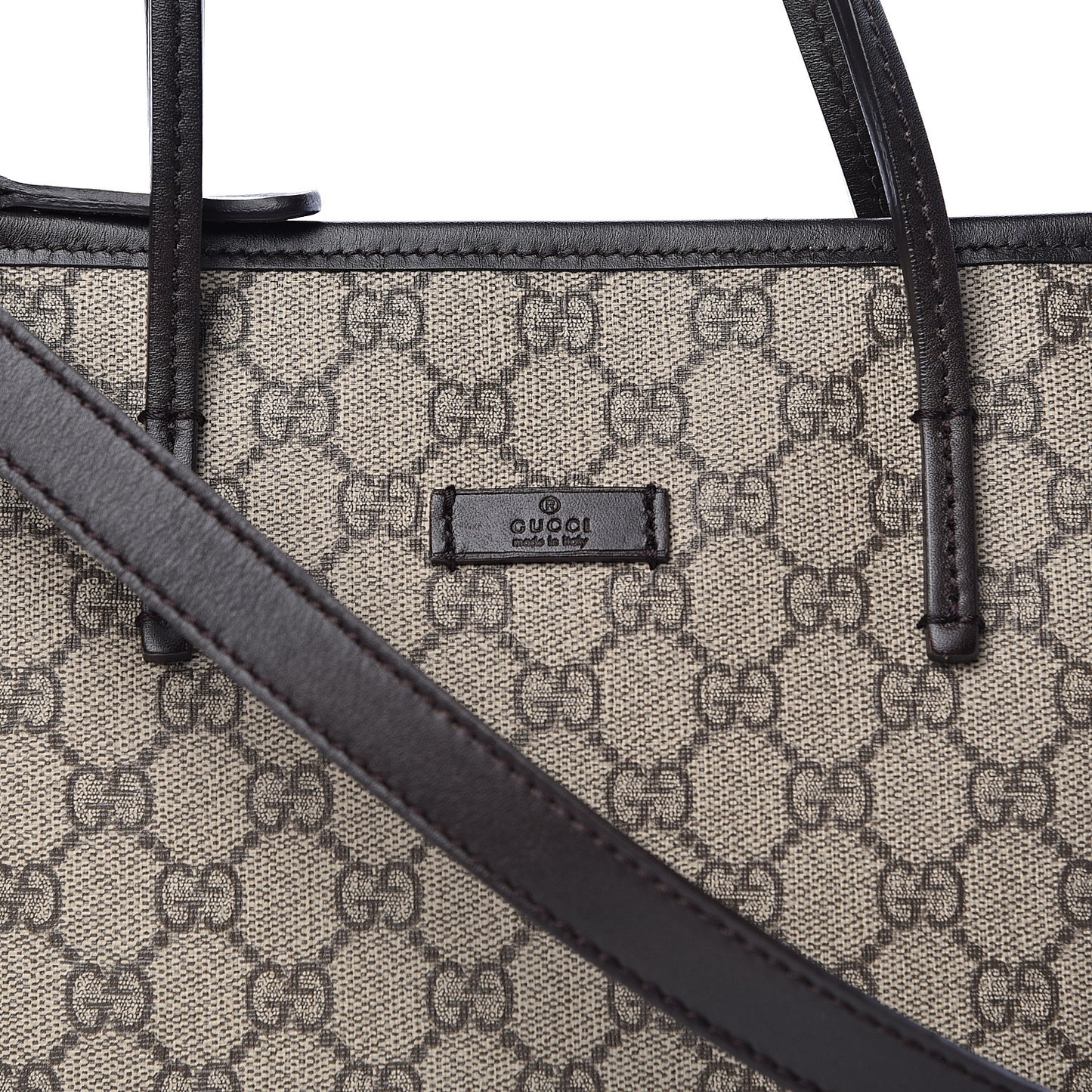 GG Supreme Monogram Small Zippered Tote Dark Brown