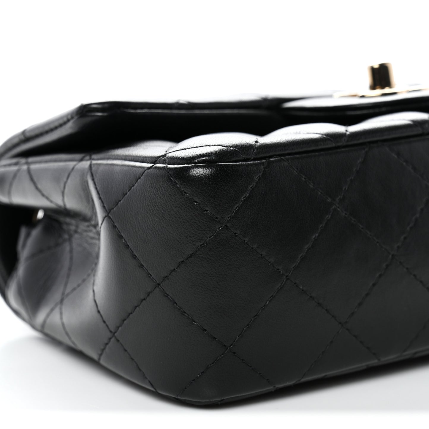 Lambskin Quilted Mini Rectangular Flap Black