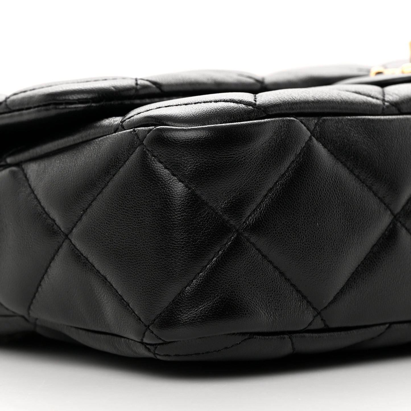 Lambskin Quilted Large CC Funky Town Flap Black