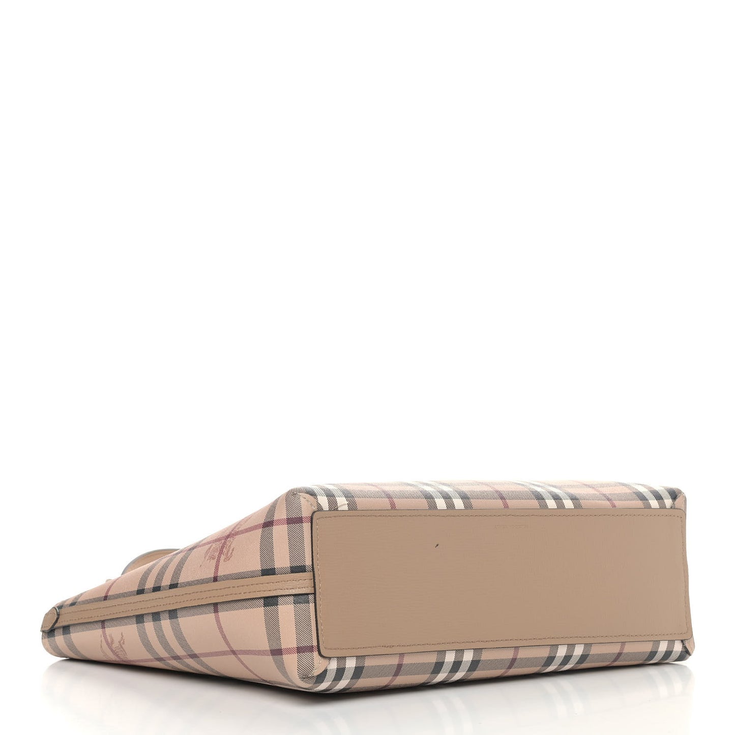 Grainy Calfskin Haymarket Check Small Reversible Tote Mid Camel