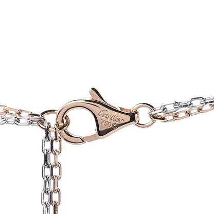 Cartier 18K White Pink Gold Diamond Three Ring LOVE Pendant Necklace 8 of 10