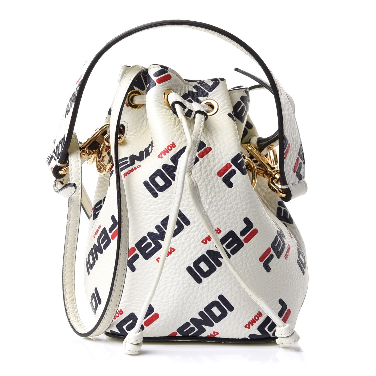 X FILA Vitello F is Fendi Mania Mini Mon Tresor Bucket Bag White