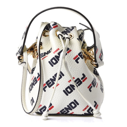 Fendi X FILA Vitello F is Fendi Mania Mini Mon Tresor Bucket Bag White 1 of 15