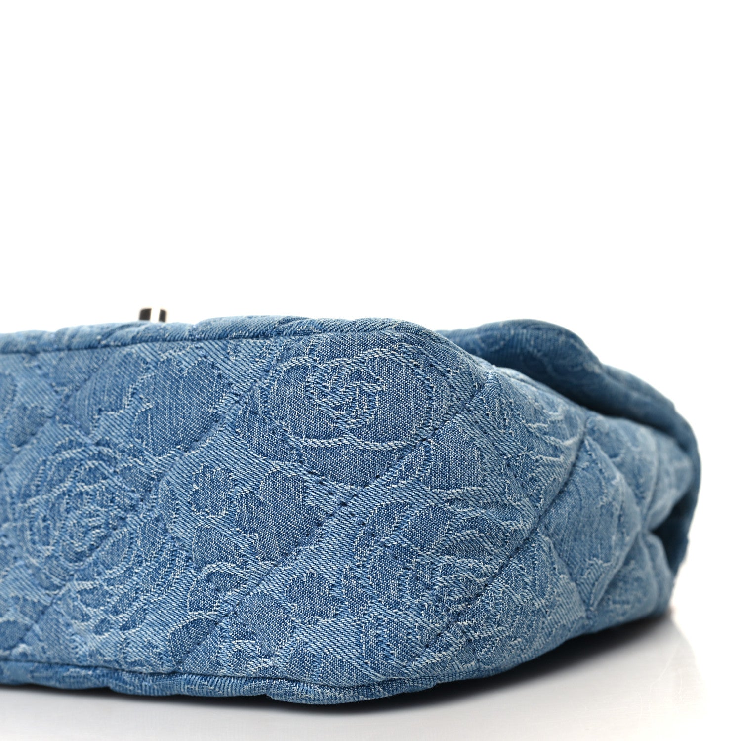 Chanel Denim Quilted Medium Camellia Sweetheart Flap Blue 10 of 11