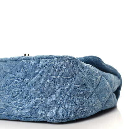 Chanel Denim Quilted Medium Camellia Sweetheart Flap Blue 10 of 11