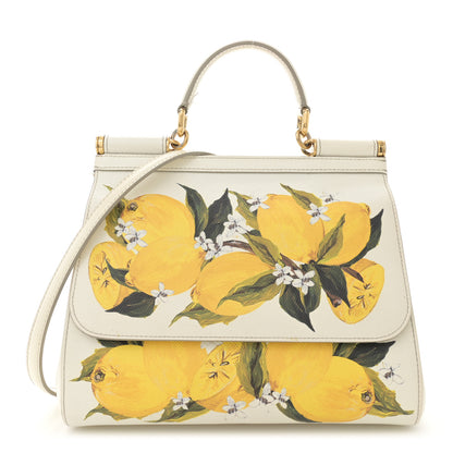 Dolce & Gabbana Dauphine Lemon Print Medium Miss Sicily Satchel White 1 of 17