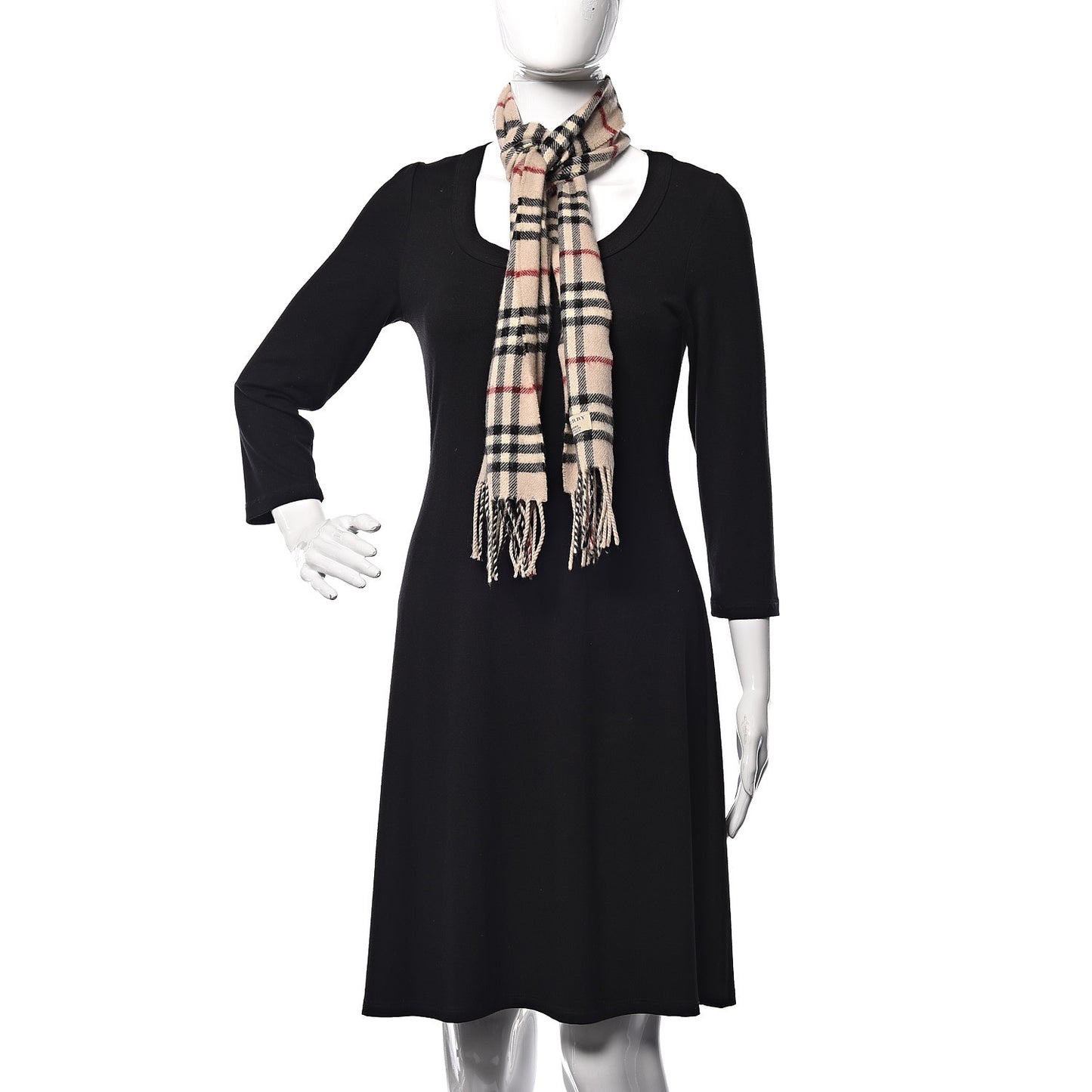 Lambswool Check Fringe Scarf Camel