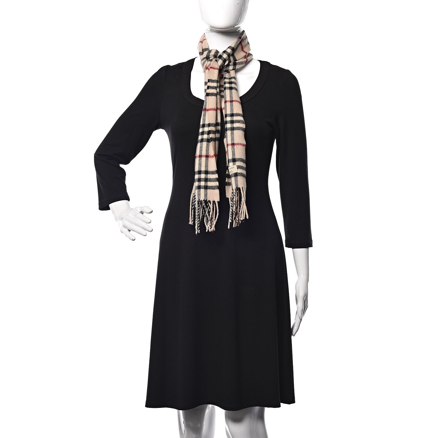 Burberry Lambswool Check Fringe Scarf Camel 2 of 4