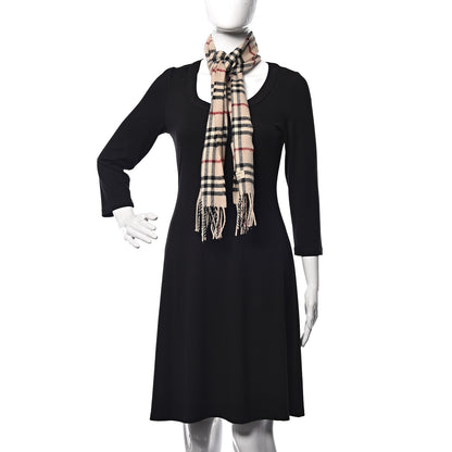 Burberry Lambswool Check Fringe Scarf Camel 2 of 4