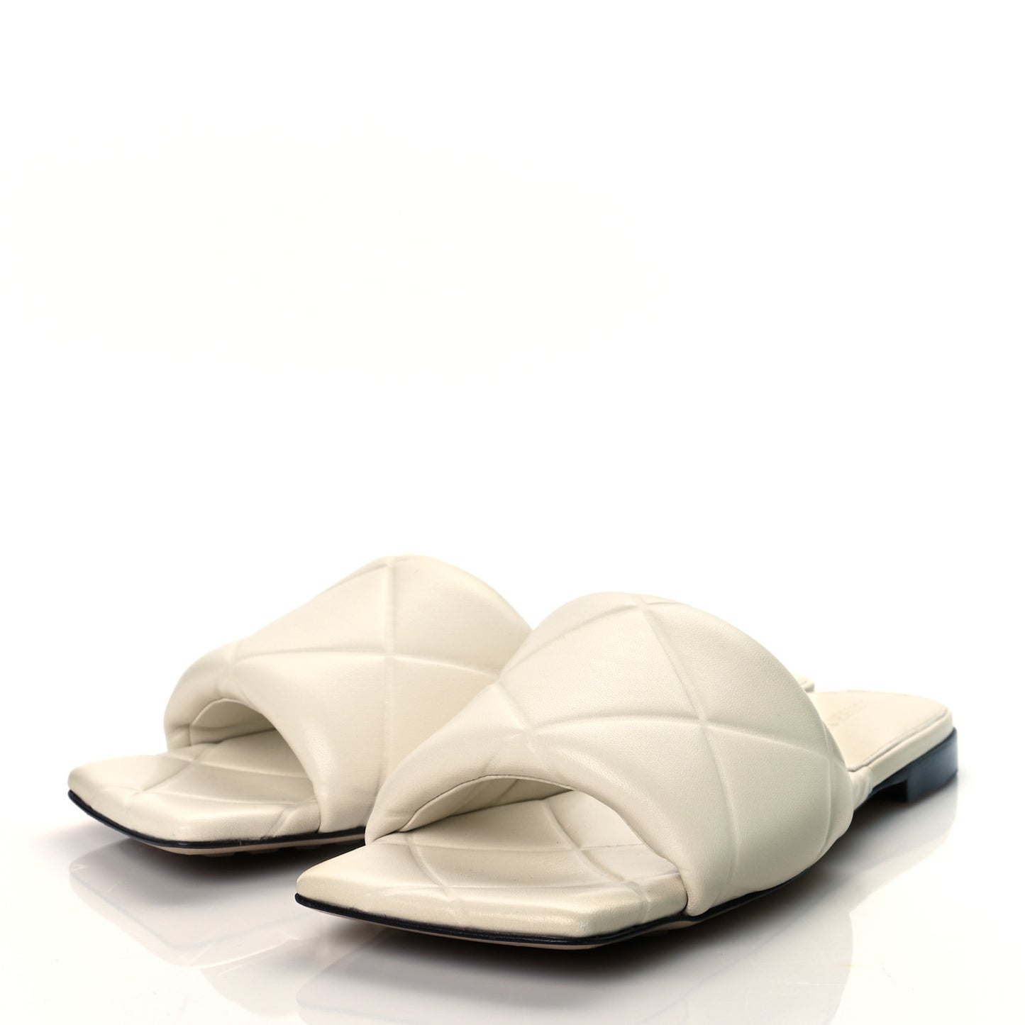 Nappa Quilted Rubber Lido Flat Sandals 36.5 Sea Salt
