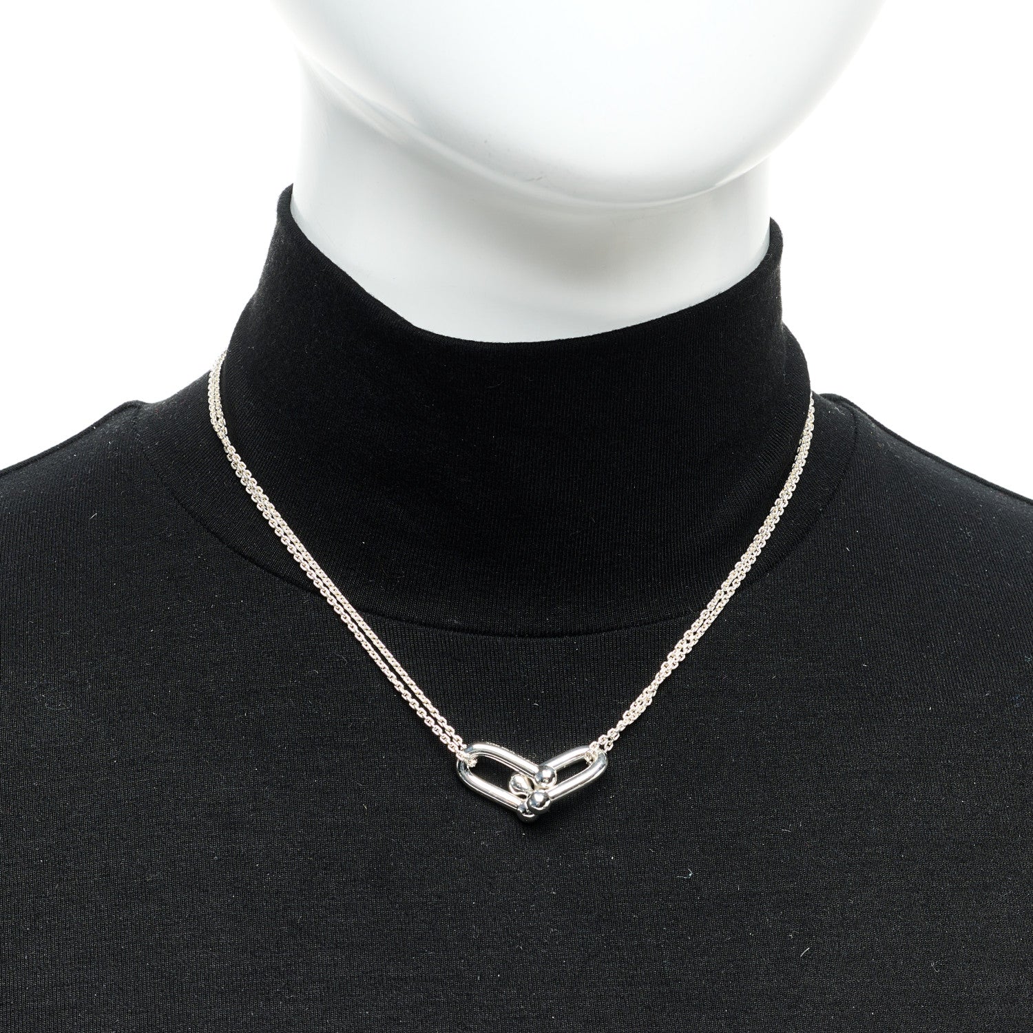 Tiffany Sterling Silver Double HardWear Link Pendant Necklace 2 of 5