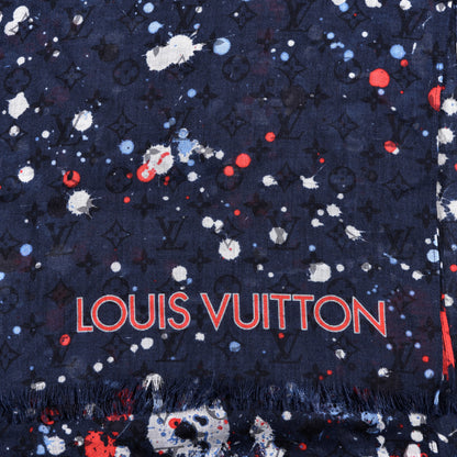 Louis Vuitton Cashmere Silk Scarf Navy 3 of 4