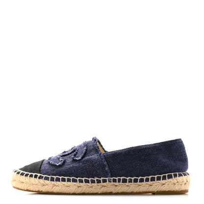 Chanel Denim Toile CC Espadrilles 37 Navy Black 1 of 10