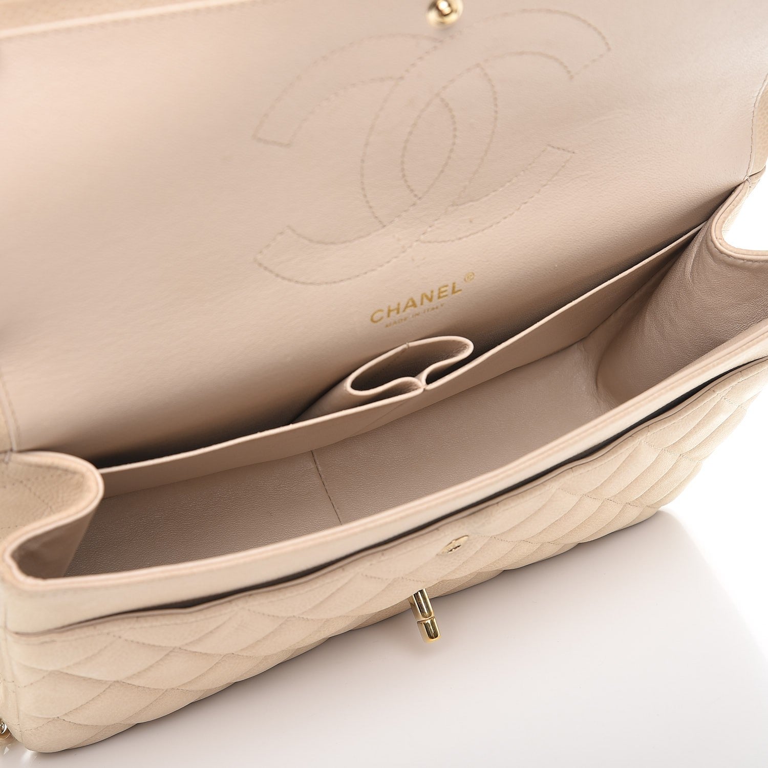 Chanel Caviar Quilted Jumbo Double Flap Light Beige 6 of 21