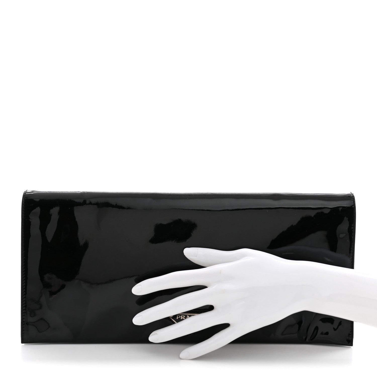 Prada Vernice Metal Clutch Black 3 of 8